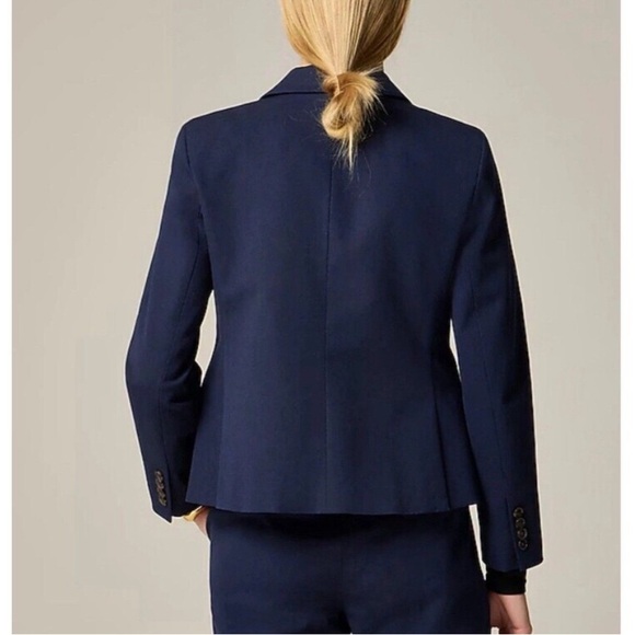 J.CREW Tall Shrunken-fit Blazer in Bi-stretch Cotton Blend T8 Navy Blue CI626 - Picture 4 of 6